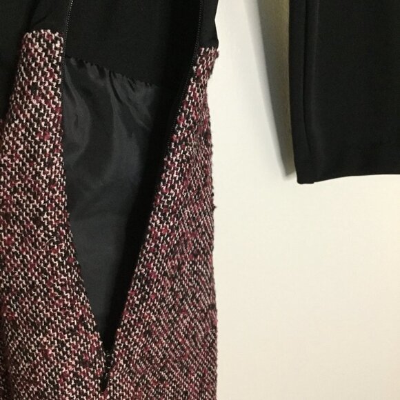 Talbots Black & Tweed Drape Neck Career Dress - Picture 6 of 9